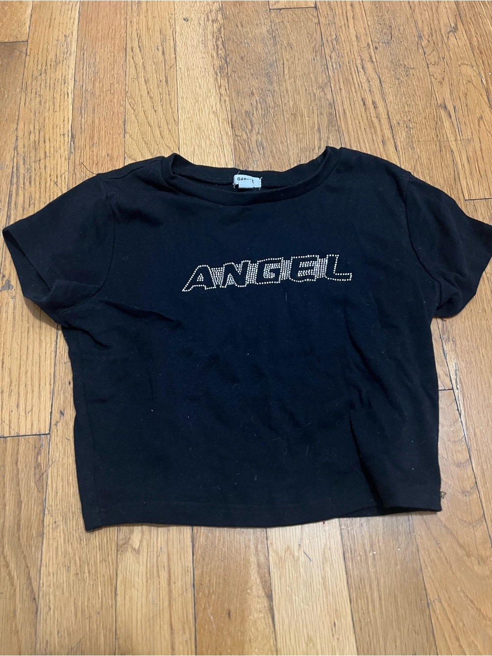 Black "Angel" Rhinestone Tee - GARAGE
